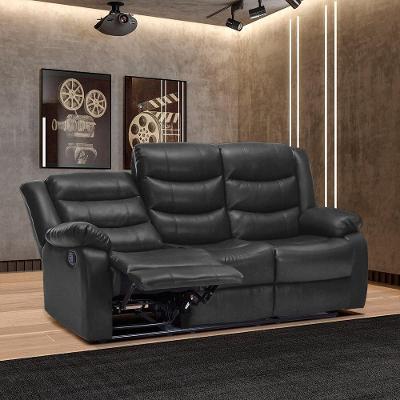 Poltrona Reclinável 3 Lugares Hollywood G94 com Massagem e Aquecimento Pu Preto Gran Belo