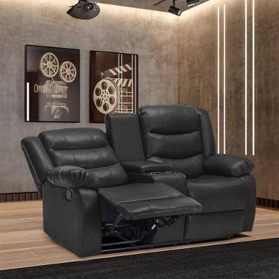 Poltrona Reclinável 2 Lugares Hollywood Baú Pu G94 com Massagem Caramelo Gran Belo