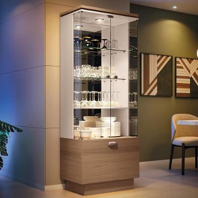 Cristaleira Aura G26 2 Portas 3 Prateleiras MDP e MDF Off White e Castanho Gran Belo