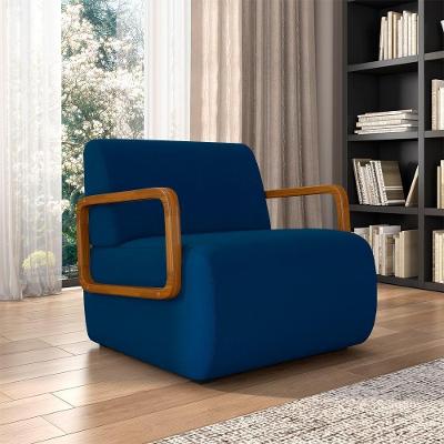 Poltrona Odessa Decorativa para Sala de Estar Veludo Azul G33 Gran Belo