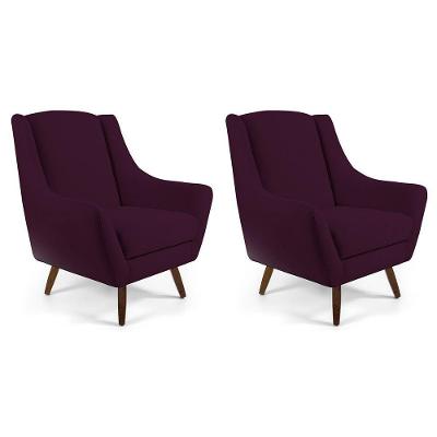 Kit 02 Poltronas Decorativas Naomi para Sala de Estar Veludo Roxo Grape G15 Gran Belo
