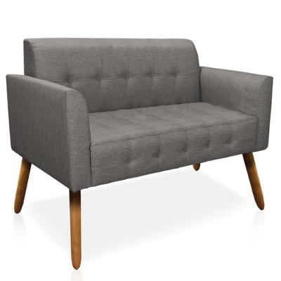 Poltrona Namoradeira Karen Linho Grafite G19 Decorativa com Pés Palito Gran Belo
