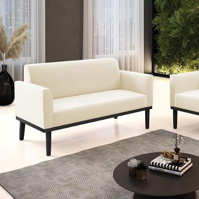 Poltrona Namoradeira Isabella G19 Decorativa Veludo Bege com Pés em Madeira Gran Belo