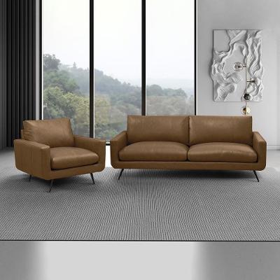 Conjunto Sala de Estar Paloma G88 Sofá 2 Lugares 183cm e Poltrona Couro Marrom Gran Belo