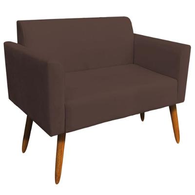 Poltrona Namoradeira Isabella G19 Suede Marrom com Pés Palito para Sala de Estar Gran Belo