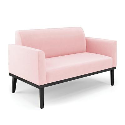 Poltrona Namoradeira Isabella G19 Suede com Espuma D-23 Rosa Bebê Gran Belo