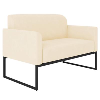 Poltrona Namoradeira Isabella Decorativa Suede Estofada Bege Preto Gran Belo