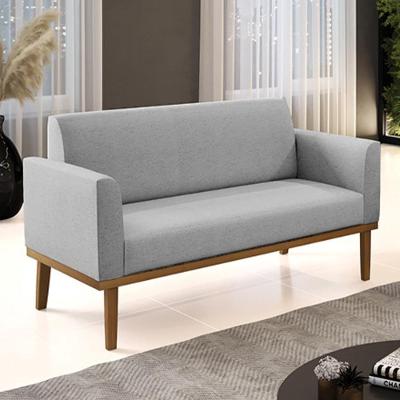 Poltrona Namoradeira Decorativa Isabella G19 Linho Cinza com Espuma D-23 Pés Madeira Gran Belo