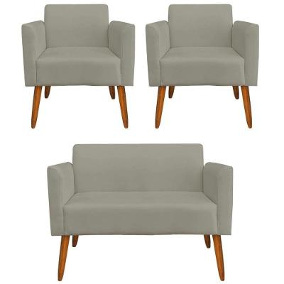 Conjunto Namoradeira e 2 Poltronas Isabella Suede Nude G19 Gran Belo