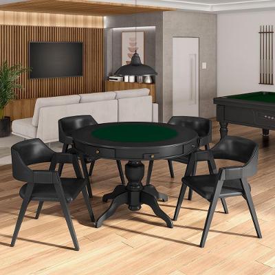 Conjunto Mesa de Jogos Bellagio G42 Madeira 110cm Preto Gran Belo