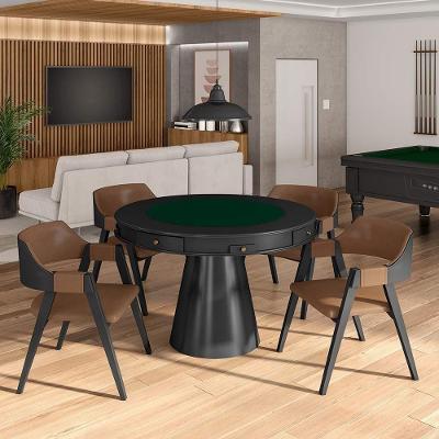 Conjunto Mesa de Jogos Bellagio G42 com 4 Cadeiras Madeira 110cm Caramelo Gran Belo