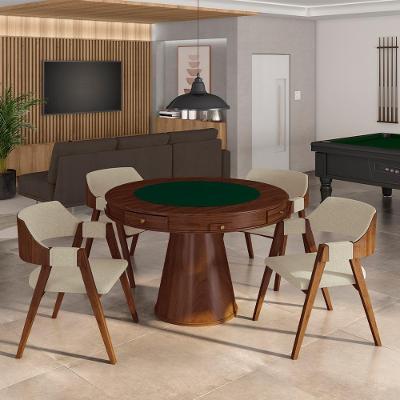 Conjunto Mesa de Jogos Bellagio 4 Lugares Tampo em MDF Reversível Verde Gran Belo