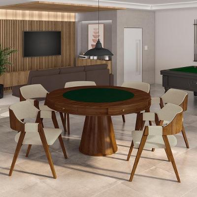 Conjunto Mesa de Jogos Bellagio 6 Lugares Tampo em MDF Reversível Verde Gran Belo