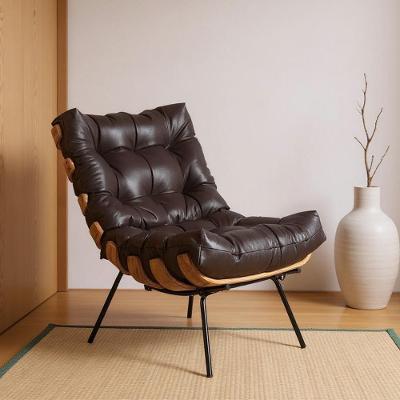 Poltrona G34 Sala de Estar Decorativa Couro Marrom Gran Belo