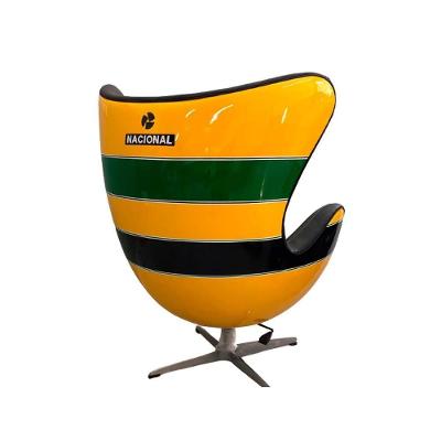 Poltrona Egg Chair Capacete Nacional Senna G53 Decorativa Verde-amarelo Gran Belo
