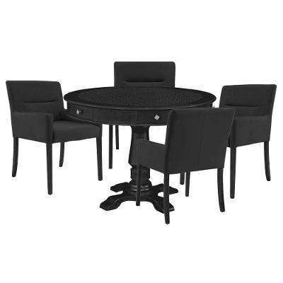 Mesa de Jogos Victoria com 4 Cadeiras Vicenza Tampo Reversível Preto Fosco Gran Belo