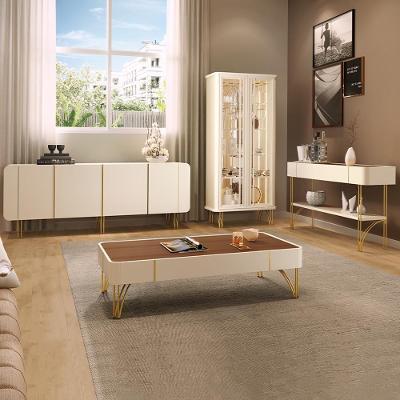 Conjunto de Móveis Texas Virginia Rennes 4 Portas 3 Prateleiras em MDF e MDP Off White Gran Belo