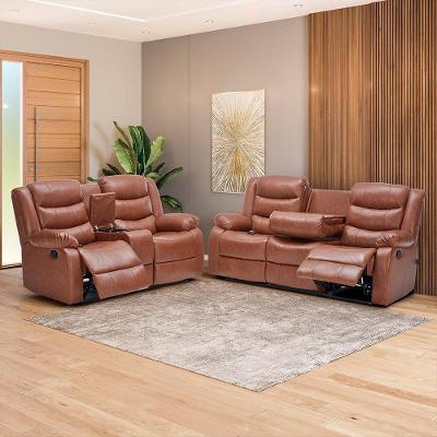 Conjunto de Poltronas Hollywood G94 Reclinável Manual Pu Caramelo com Massagem Gran Belo