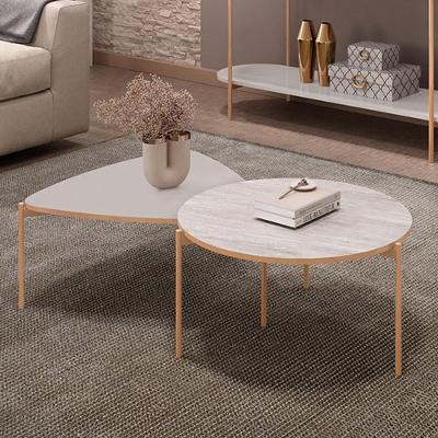 Conjunto de Mesas de Centro Oak e Dutton MDF Fendi Quartzo Gran Belo