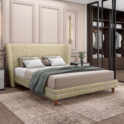 Conjunto Cama com Cabeceira King Torres G91 Linho Bege Estrutura MDF-MDP Gran Belo