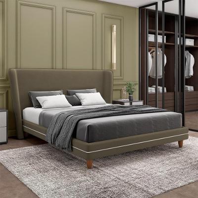 Conjunto Cama e Cabeceira Casal Torres G91 Fixação na Parede Veludo Castor Gran Belo