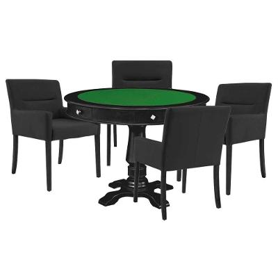 Mesa de Jogos Carteado Victoria 4 Lugares Tampo MDF Reversível Preto Fosco 110cm Gran Belo