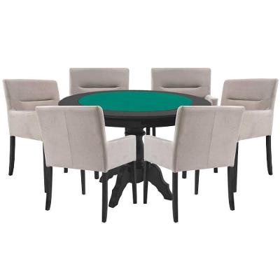 Mesa de Jogos Montreal 6 Lugares Tampo Reversível em MDF Preto 120cm Gran Belo
