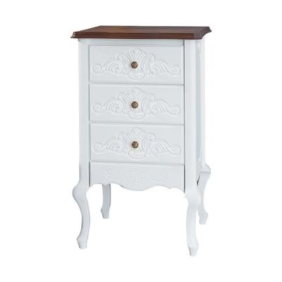 Mesa de Cabeceira Zahra G71 3 Gavetas Madeira Maciça Branco-Imbuía Gran Belo