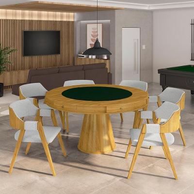 Conjunto Mesa de Jogos Bellagio 6 Lugares Tampo MDF Reversível Verde com Cadeiras Poker Gran Belo