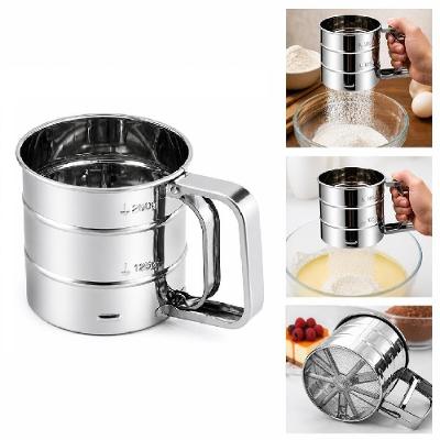 Polvilhador Peneira com Gatilho 250ML Inox para Farinha Açúcar Chocolate Cozinha Yeet