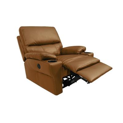 Poltrona Reclinável Mia Power Elétrico Couro Confortável Caramelo Gran Belo