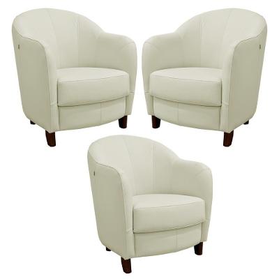 Kit 3 Poltronas Kairós G03 Sala de Estar Couro Confortável Off White Gran Belo