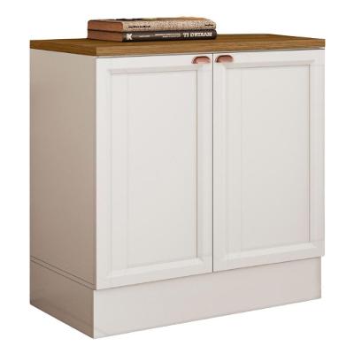 Balcão de Cozinha Unna 2 Portas 80cm Branco Carvalho Oak Poliman Móveis