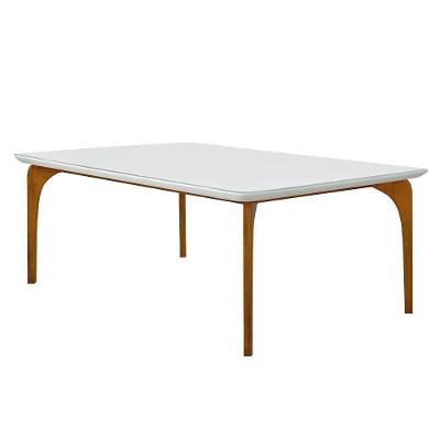 Mesa de Sala de Jantar Dinamarca 8 Lugares Retangular MDF 218cm Offwhite Mel Gran Belo