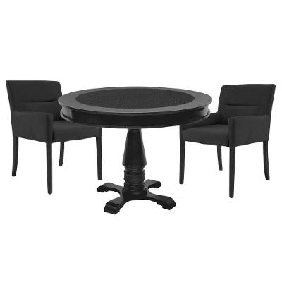 Mesa de Jogos Victoria com Tampo Reversível e 2 Cadeiras Vicenza Preto Fosco Gran Belo