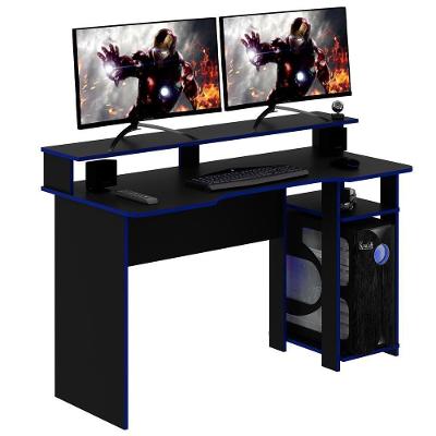 Mesa para Escritório Gamer ME4153 Home Office MDP 136cm Preto-azul Gran Belo