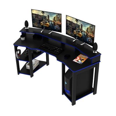 Mesa para Escritório Gamer ME4167 Home Office MDP 187cm Preto-azul Gran Belo