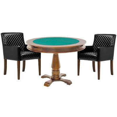 Mesa de Jogos Victoria 4 Lugares Tampo em MDF Reversível Amêndoa com 2 Cadeiras Liverpool Gran Belo