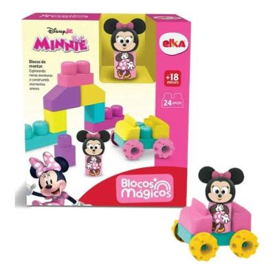 Blocos de Montar Infantis Mágicos Minnie 1306 Educativos com Personagem Disney Elka
