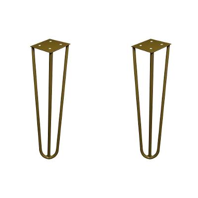 Kit 2 Pés Hairpin Legs de Metal Gran Belo G41 para Móveis Ferro Maciço 25cm Dourado