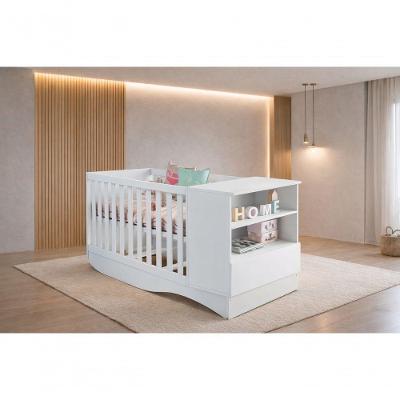 Berço Multifuncional Que Vira Cama Celinne em MDF com Prateleira e Estrutura com Porta Integrada