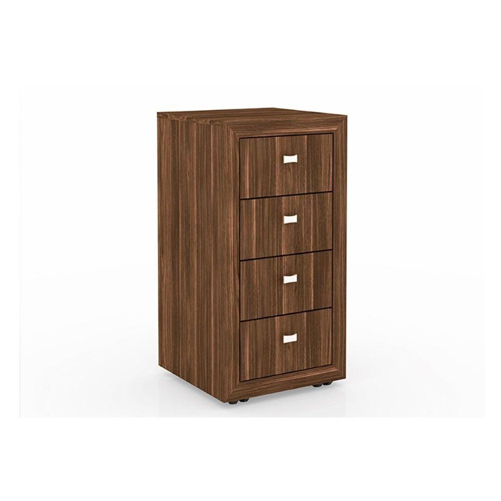 Gaveteiro p/ Escritório ME4133 c/ 4 Gavetas e Rodízios Nogal - Tecno Mobili - 1