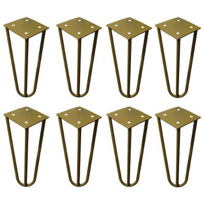 Kit 8 Pés Hairpin Legs G41 para Mesa de Centro Puff Metal 15cm Dourado Gran Belo