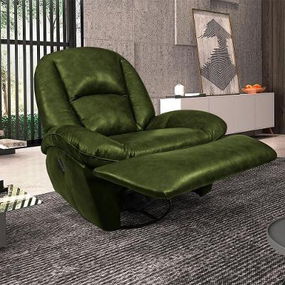 Poltrona Reclinável Carrie G40 Retrátil Manual Couro Verde Manchado Giratória Gran Belo
