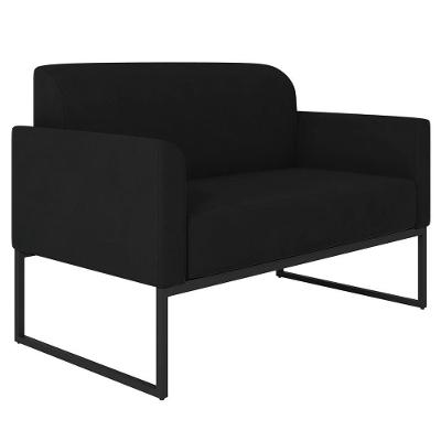 Poltrona Namoradeira Isabella Decorativa Suede Preto para Sala Gran Belo