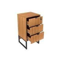 Gaveteiro P/ Escritório Me4158 3 Gavetas E 1 C/ Chave Amêndoa/preto - Tecno Mobili - 1