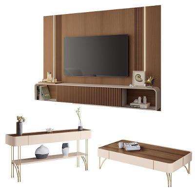 Conjunto Home Rennes G26 2 Portas MDP e MDF 219cm Off White e Castanho Gran Belo