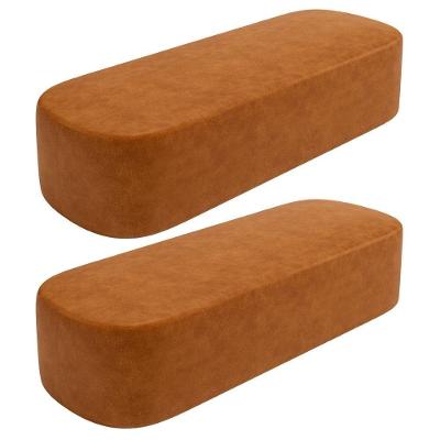 Kit 02 Puffs Decorativos Orgânicos Doha W01 Retangulares Couro Sintético Canela Lyam Decor