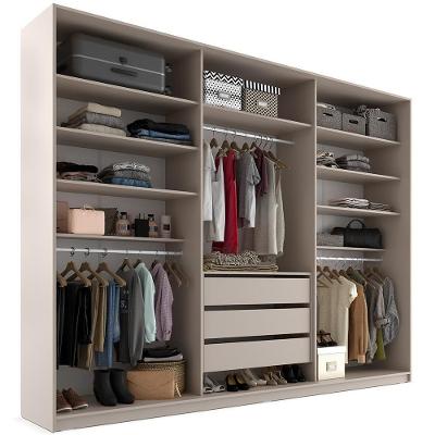 Closet Casal Pisa R02 3 Gavetas 9 Prateleiras Mdf 237cm Bege Lyam Decor