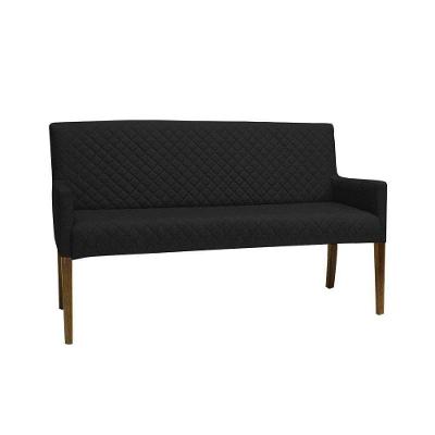 Poltrona 2 Lugares Liverpool G15 Decorativa Couro Sintético Preto Gran Belo